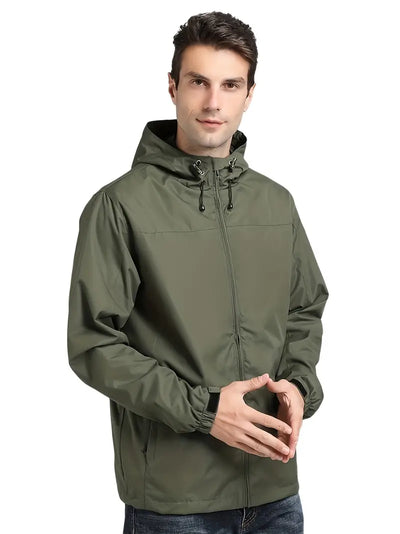 Leland - Coupe-vent léger et imperméable pour hommes - Veste d'extérieur avec capuche pour l'automne/hiver