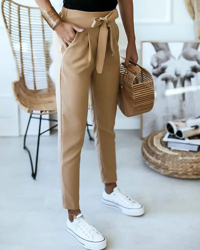 Angelien - Pantalon taille haute décontracté