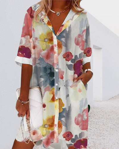 Antonella - Robe chemise décontractée à manches mi-longues