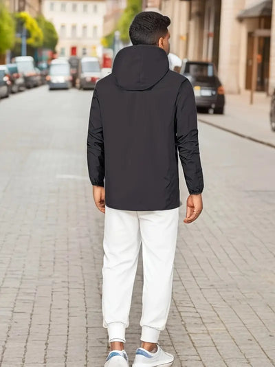 Leland - Coupe-vent léger et imperméable pour hommes - Veste d'extérieur avec capuche pour l'automne/hiver
