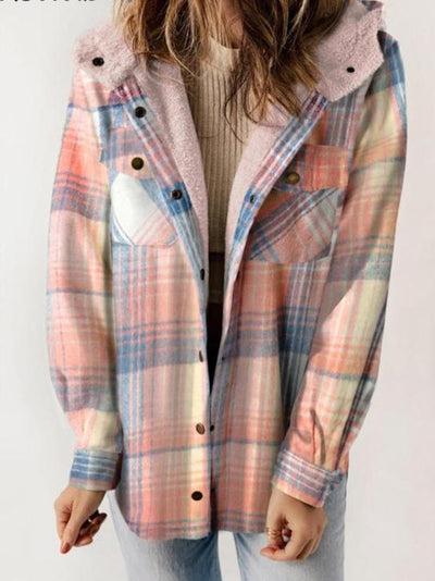 Capucine - Manteau à capuche en tissu écossais