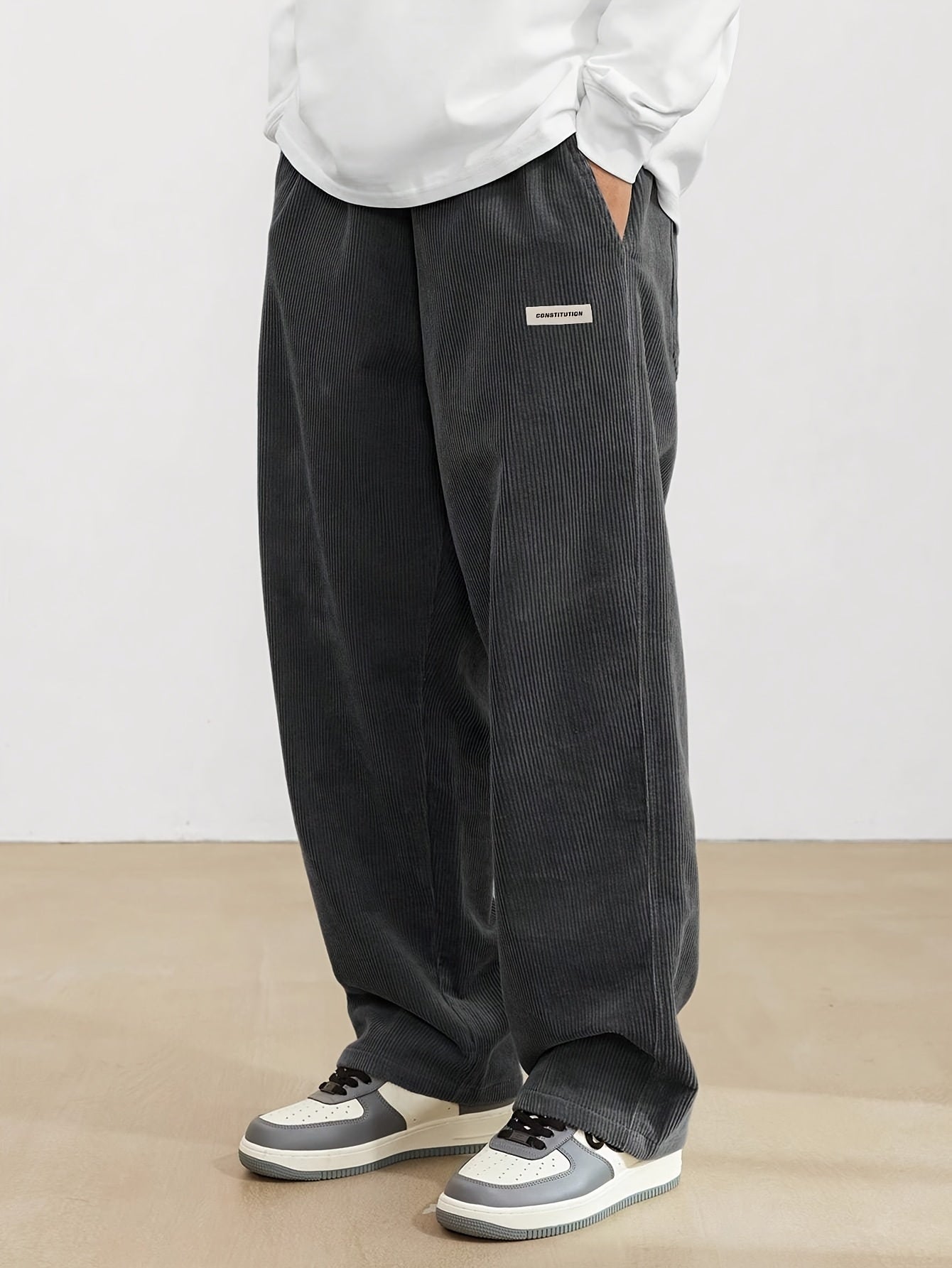 Iker - Pantalon en velours côtelé à poches pour hommes