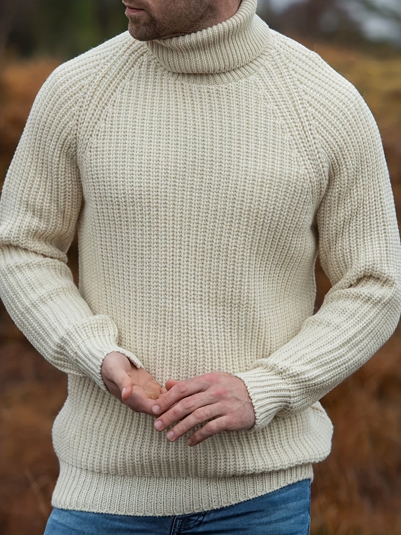 Allen - Pull à col roulé en laine tissée pour hommes