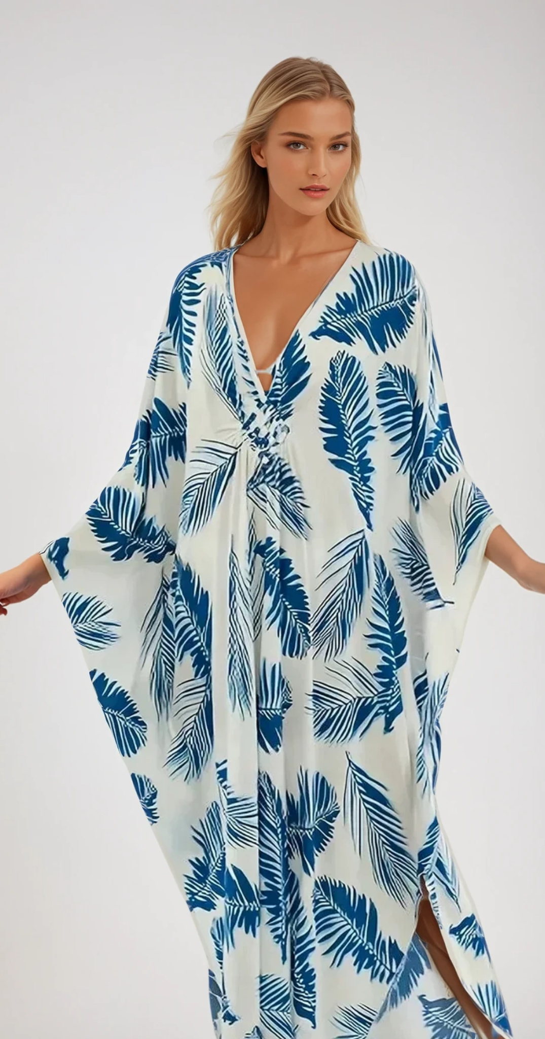Vivienne - Robe portefeuille à col en V et motif marin