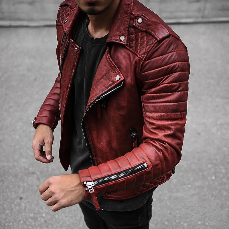 Veste en Cuir Homme Style Urbain en Cuir de Haute Qualité