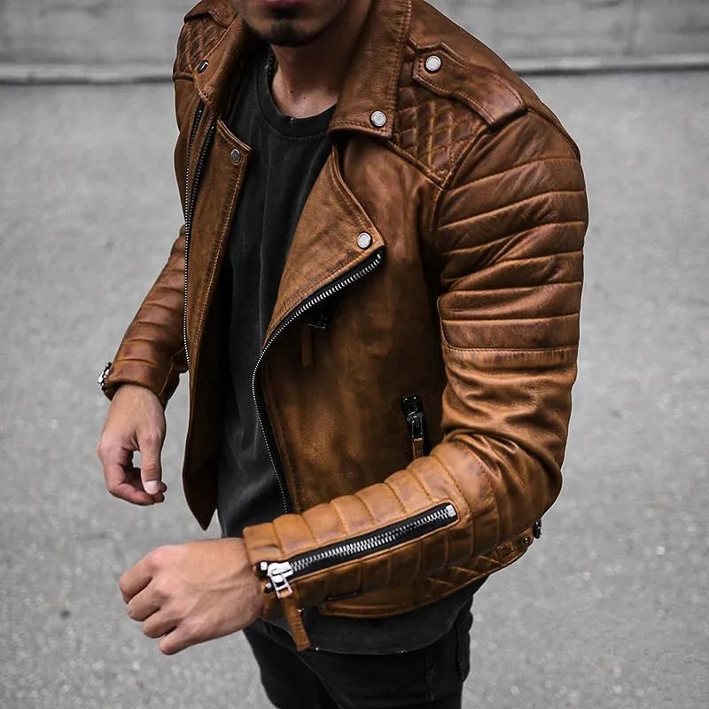 Veste en Cuir Homme Style Urbain en Cuir de Haute Qualité