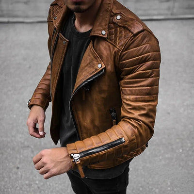 Veste en Cuir Homme Style Urbain en Cuir de Haute Qualité