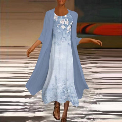 Amora - Robe longue élégante avec veste chemisier pour femme