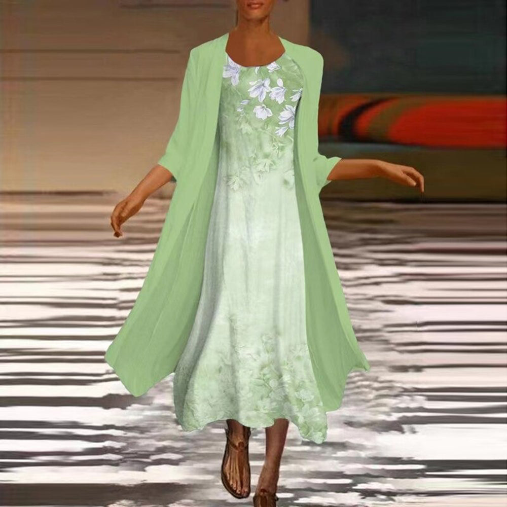 Amora - Robe longue élégante avec veste chemisier pour femme
