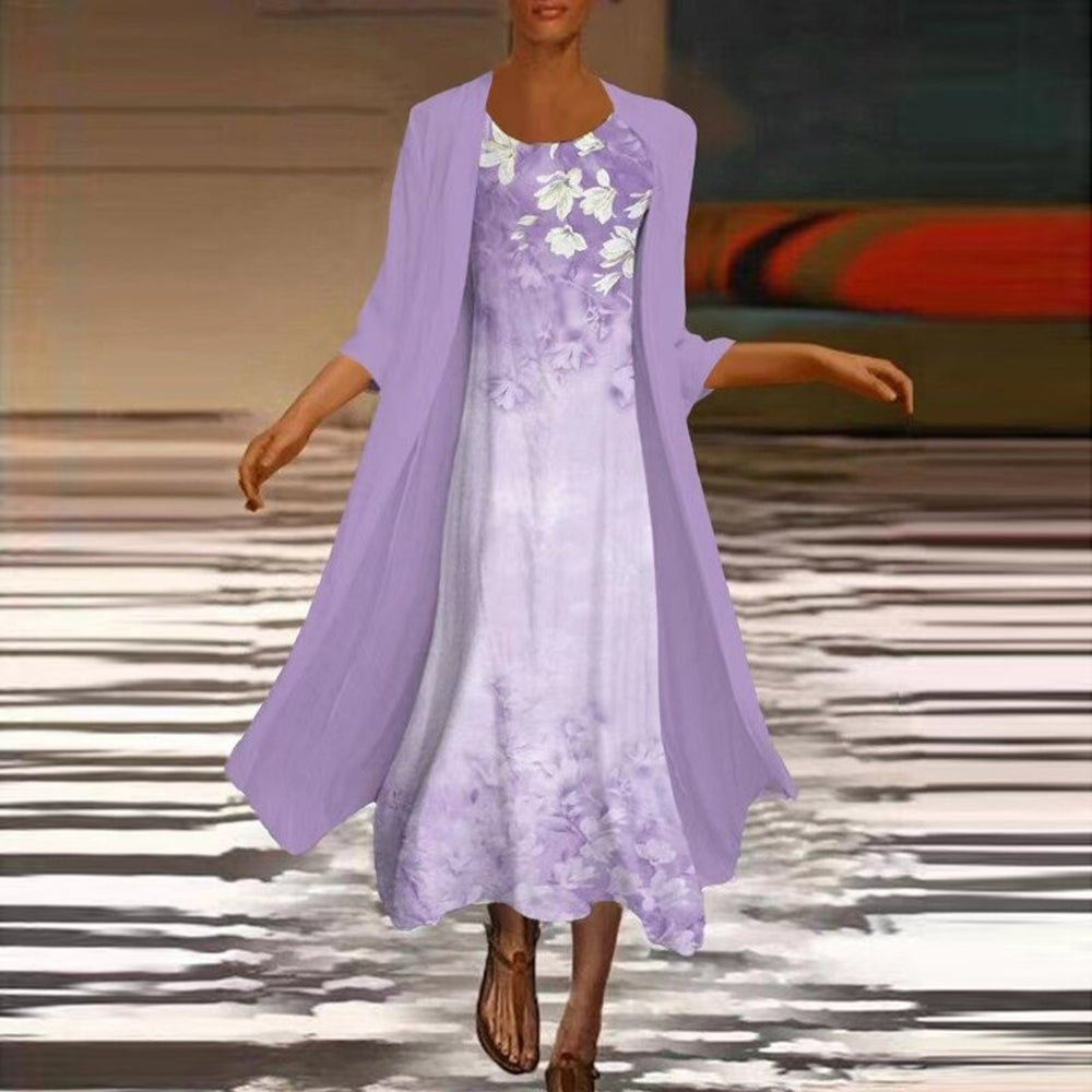 Amora - Robe longue élégante avec veste chemisier pour femme