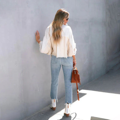 Alina - Veste courte à ourlet effiloché