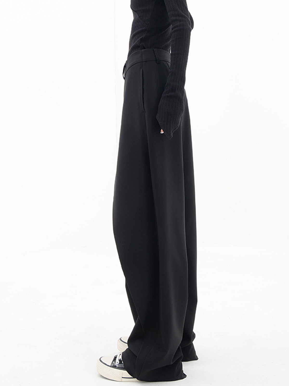 Violette | Pantalon Taille Haute à Jambes Larges pour Femmes avec Devant Asymétrique