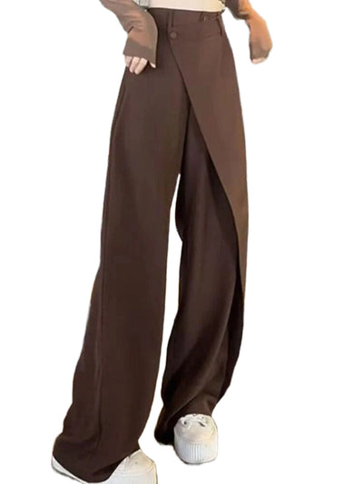 Violette | Pantalon Taille Haute à Jambes Larges pour Femmes avec Devant Asymétrique