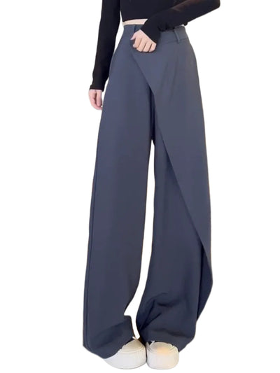 Violette | Pantalon Taille Haute à Jambes Larges pour Femmes avec Devant Asymétrique