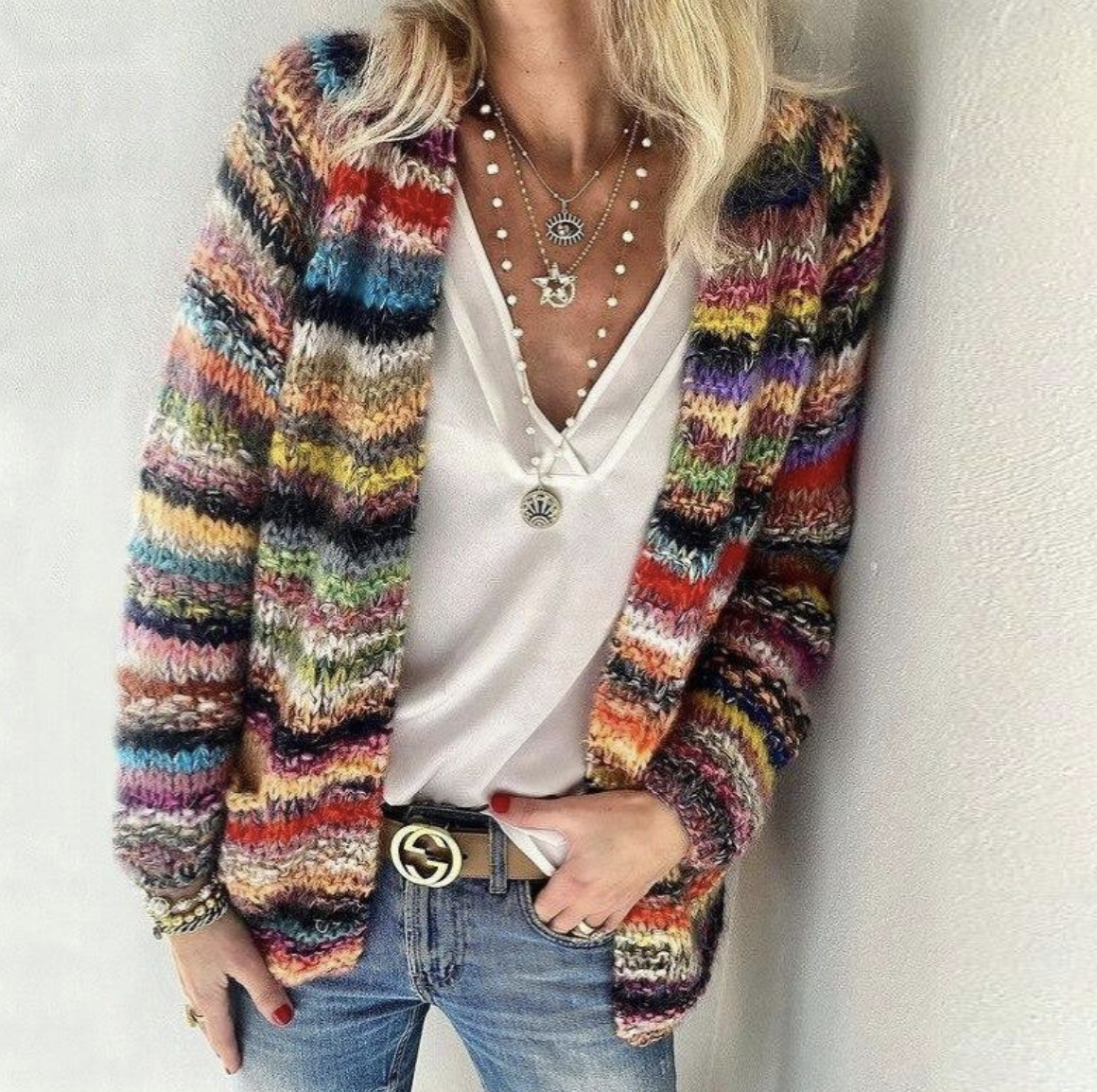 Veste Femme Tricot Élégante Ajustée Acrylique