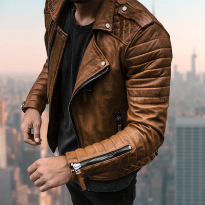 Serge - Veste de biker en cuir pour hommes