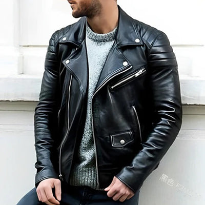 Serge - Veste de biker en cuir pour hommes