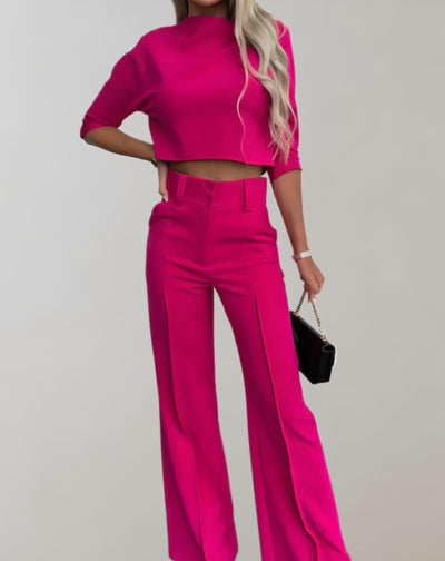 Anna - Ensemble 2 pièces avec top à manches courtes et pantalon à jambes larges