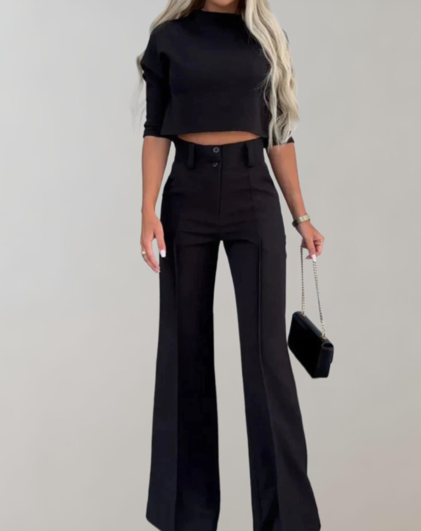 Anna - Ensemble 2 pièces avec top à manches courtes et pantalon à jambes larges