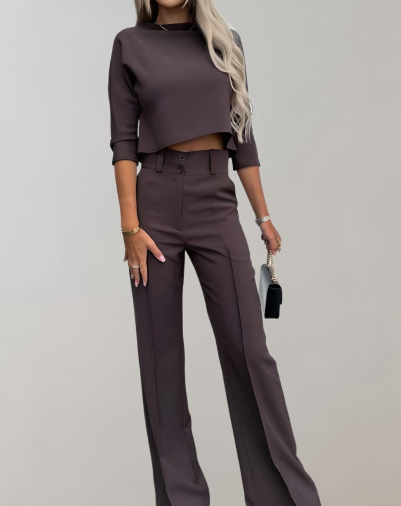 Anna - Ensemble 2 pièces avec top à manches courtes et pantalon à jambes larges
