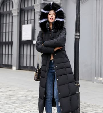 Aliza - Manteau long avec col en fourrure