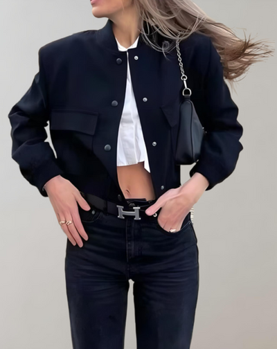 Luna - Manteau d'automne court et robuste avec manches oversize et grandes poches