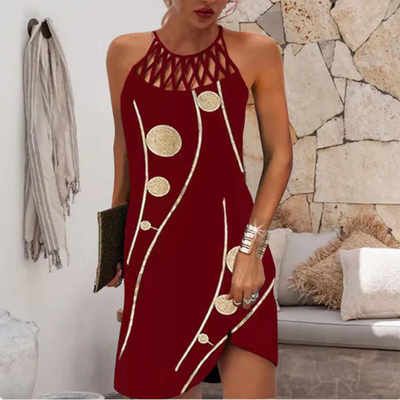 Bailee | Robe Imprimée Évasée Col Rond Sans Manches pour Femmes
