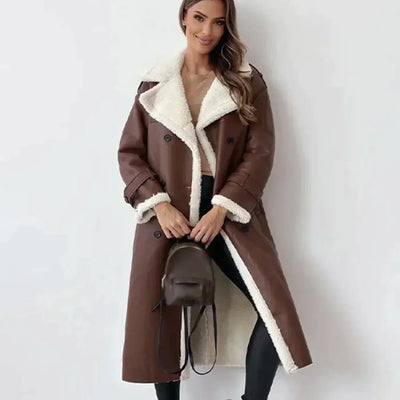 Makayla - Veste en cuir avec ceinture pour femmes