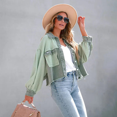Alina - Veste courte à ourlet effiloché