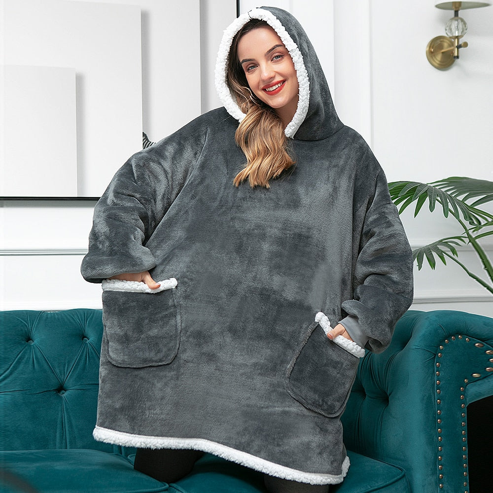 Ella - Sweat à capuche et couverture | Merveilleuse combinaison d'un sweat à capuche doux et d'une couverture confortable en un !