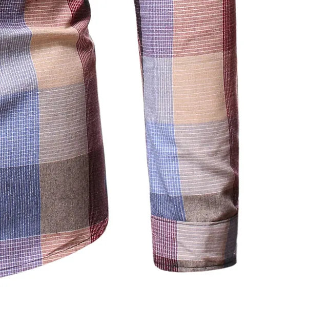 Cedric - Chemise à carreaux à manches longues avec col montant