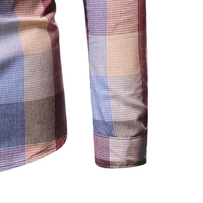 Cedric - Chemise à carreaux à manches longues avec col montant