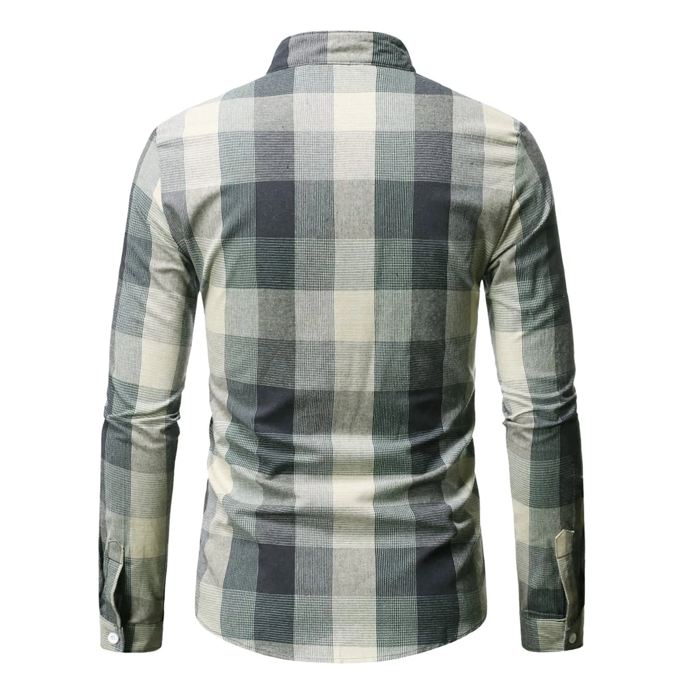 Cedric - Chemise à carreaux à manches longues avec col montant
