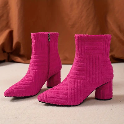 Evelynn - Bottes à talons épais de couleur unie pour femmes