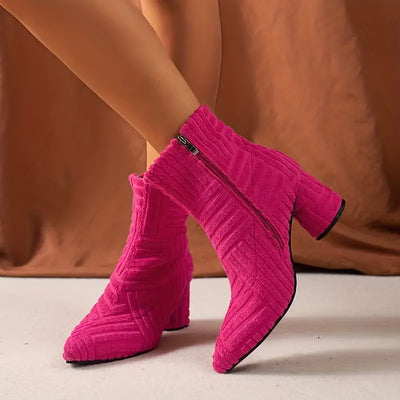 Evelynn - Bottes à talons épais de couleur unie pour femmes