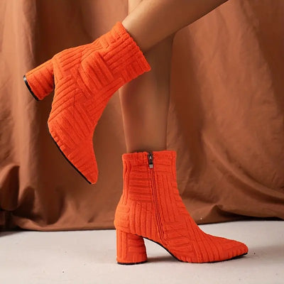 Evelynn - Bottes à talons épais de couleur unie pour femmes