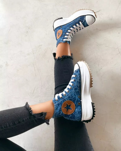 Hope - Baskets hautes pour femmes, à la mode et confortables, avec semelles orthopédiques