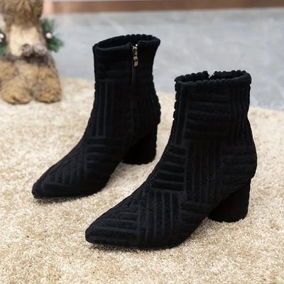 Evelynn - Bottes à talons épais de couleur unie pour femmes
