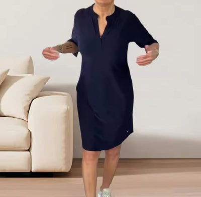 ANGELA | Robe mi-longue à col en V