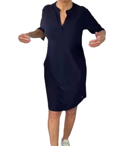 ANGELA | Robe mi-longue à col en V