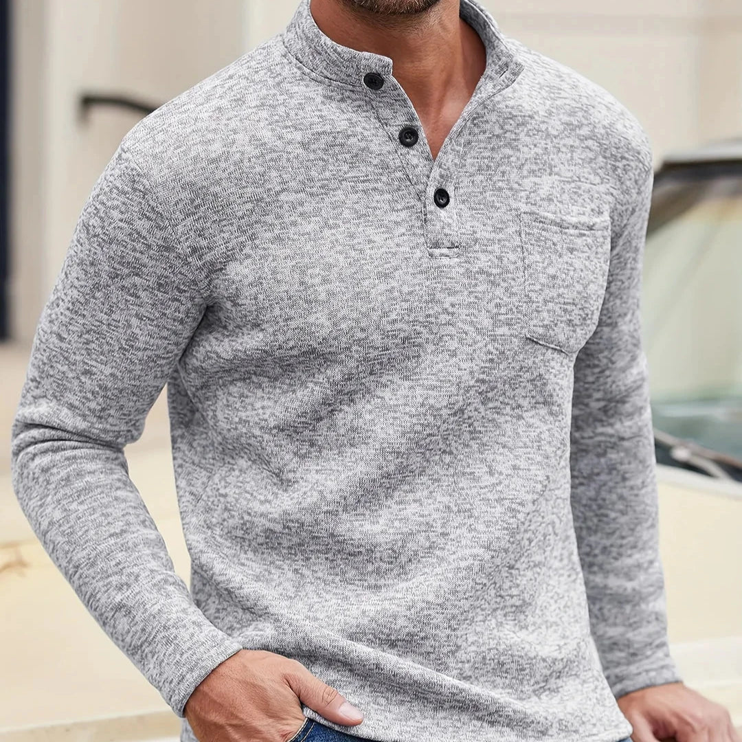 VINCE | Chemise à col tricoté à manches longues pour hommes