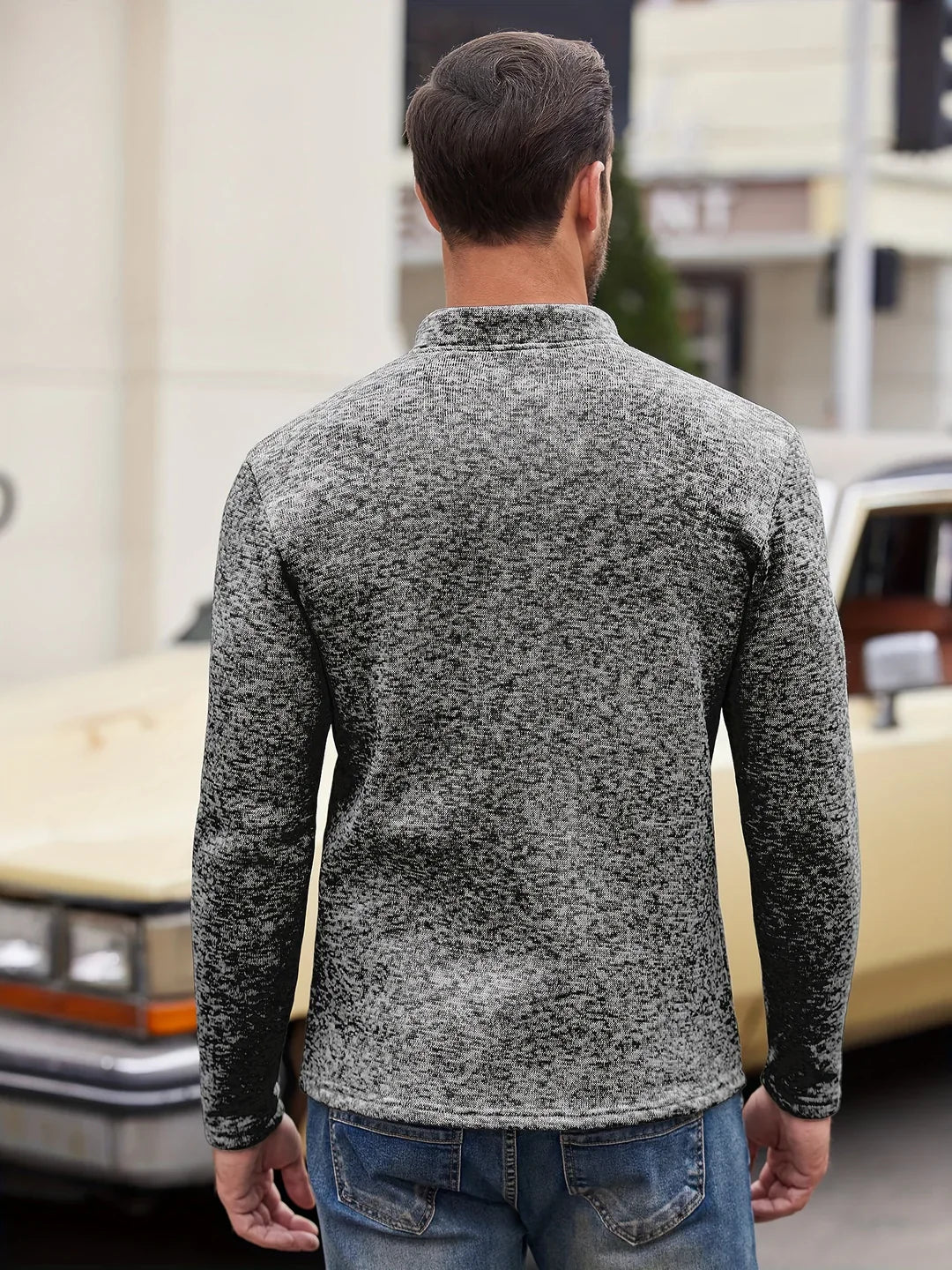 VINCE | Chemise à col tricoté à manches longues pour hommes
