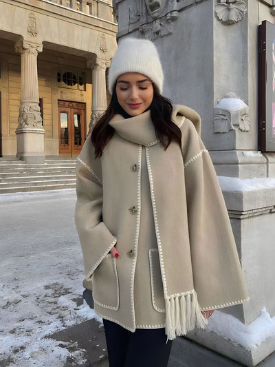 Amanda - Veste avec écharpe à franges