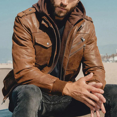 Henry – Veste en cuir moderne à double cœur pour homme