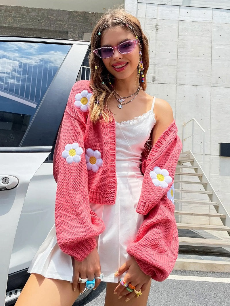 Adelaide | Cardigan en tricot fleuri pour femme