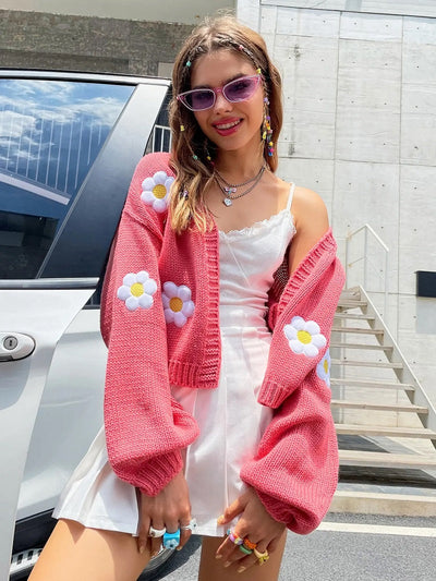 Adelaide | Cardigan en tricot fleuri pour femme