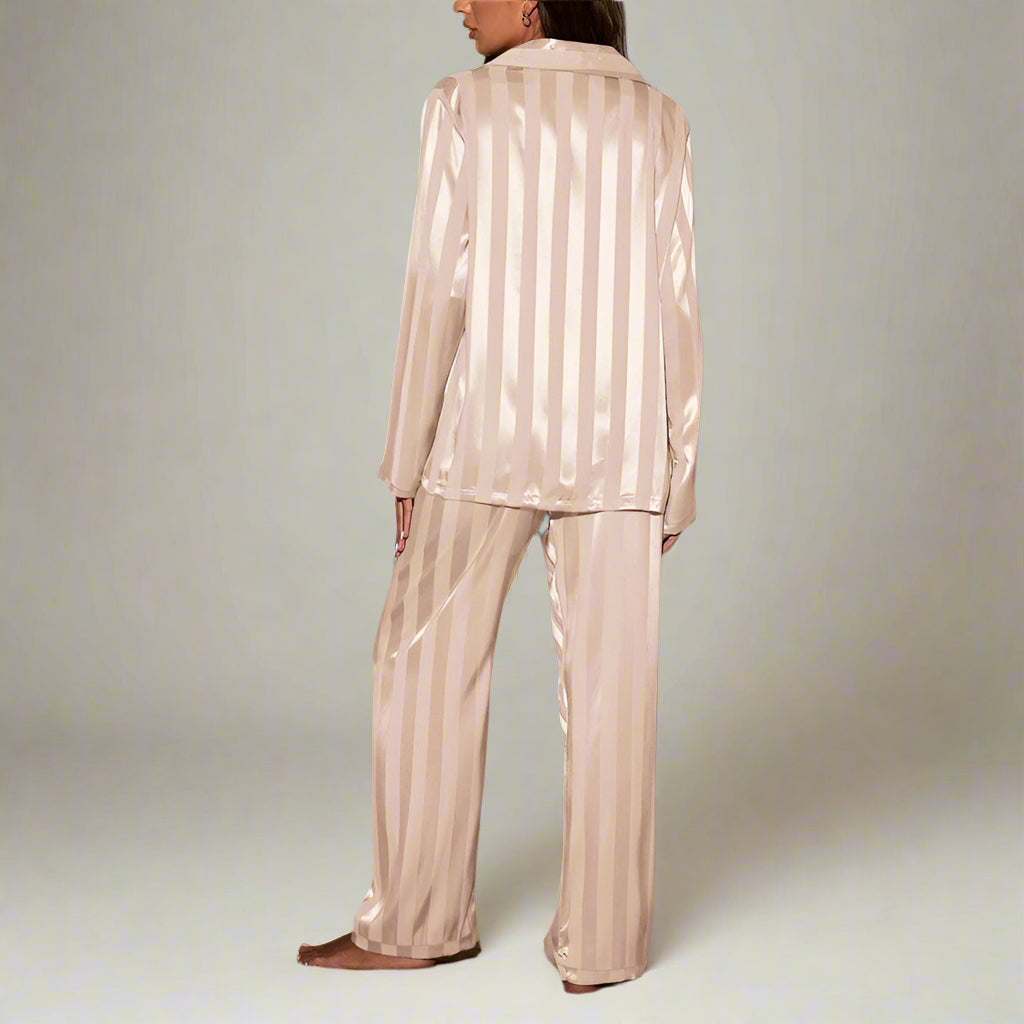 Yael | Ensemble de Pyjama Lisse Deux Pièces pour Femmes avec Motif Rayé
