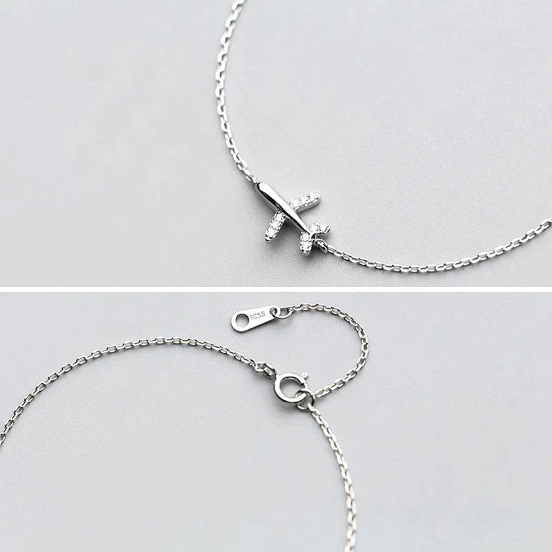 Tara - Bracelet Avion Argent