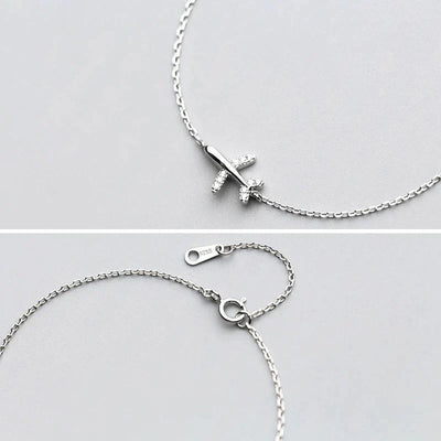 Tara - Bracelet Avion Argent