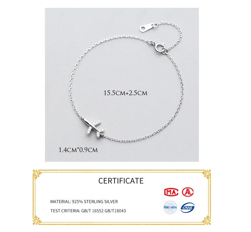 Tara - Bracelet Avion Argent